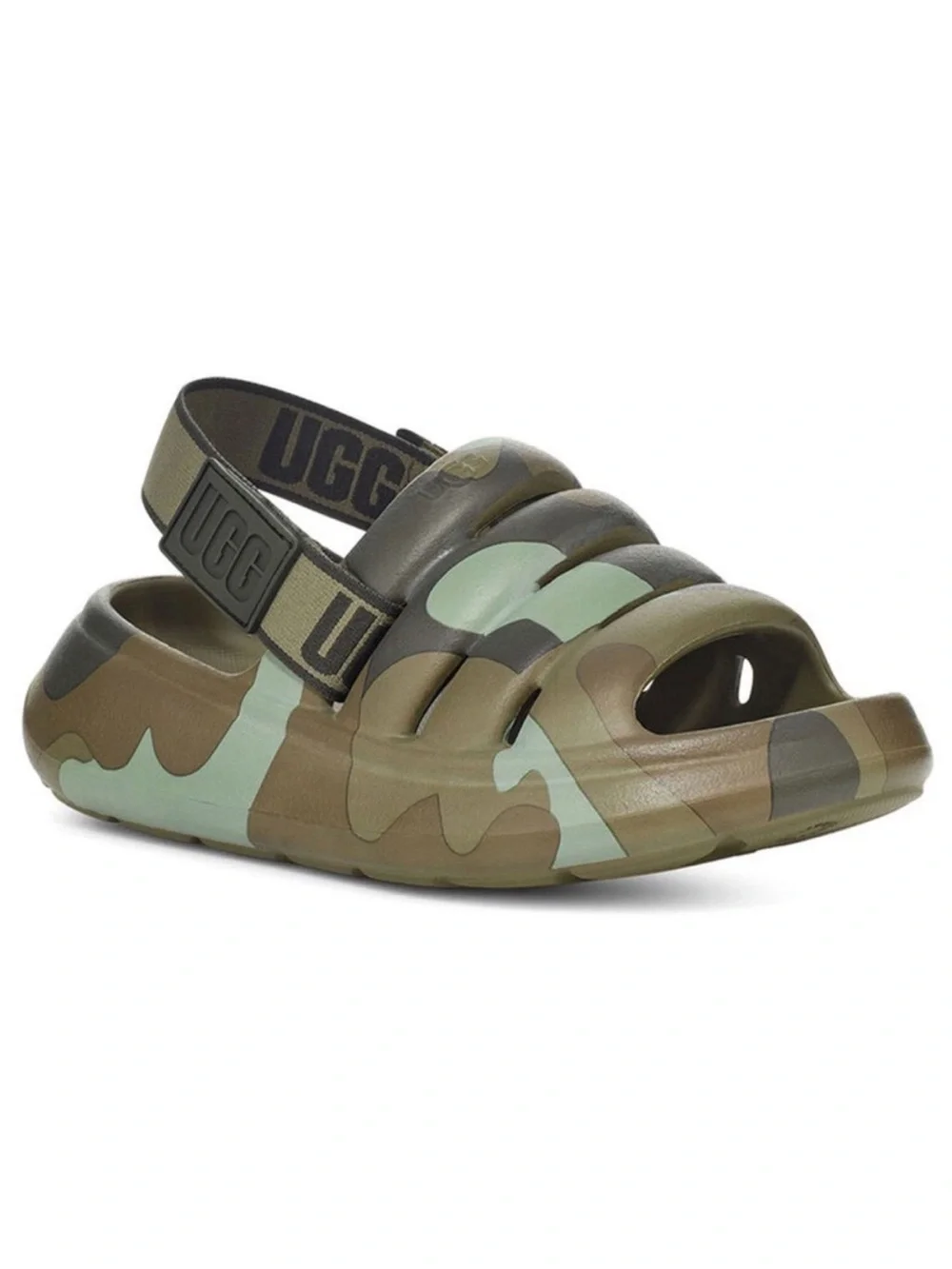 UGG Kids' sport yeah Camo Foam Sandals in Green and Brown Toddler 9
